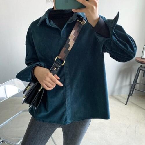 2020 Women Blouses Turn Down Collar Corduroy Material Womens Tops And Blouse Spring Vintage Shirts Blusas Roupa Feminina Clothes