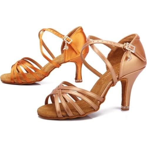 BD Dance Shoes Women Latin Dance Shoes resistant and comfortable soft Sole Satin dance shoes 216 Free Shipping