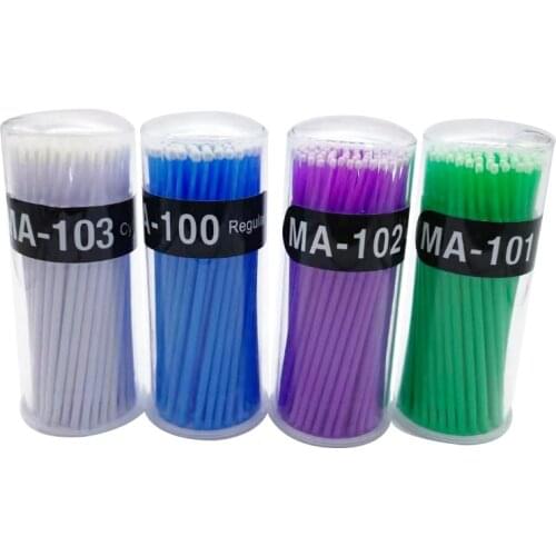 100pcs /box Disposable Micro Applicator Brush Bendable 1.2/1.5/2.0/2.5 mm Eyelashes Cosmetic Brushes