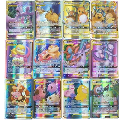 60 PCS Set Pokemon GX TAG TEAM Shining Game Battle Carte Trading Cards No Repeat Collection Toys V MAX EX MEGA Series