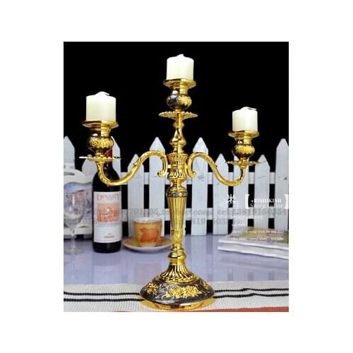 3-light gold candelabra metal candle holder gold candle holders for wedding for home decoration ZT043