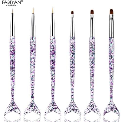 3Pcs/Set Mermaid Handle Nail Art Liner Painting UV GEL Extension Builder Brush DIY Pattern Design Drawing Line Pen Manicure Tool