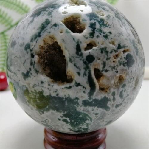 60mm Natural moss aquatic agate quartz crystal sphere ball for healing chakra decoration stones and crystals gift ornament