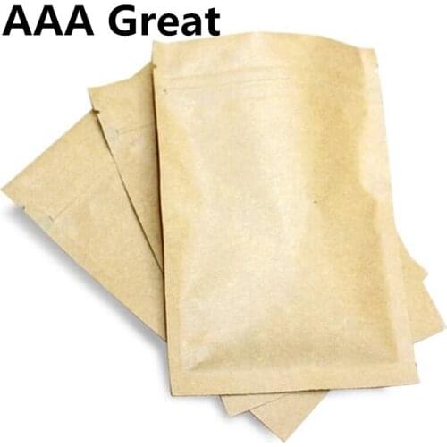 AAA Great 100Pcs/Lot Food Storage Bags Kraft Paper Aluminum Foil Pouches Zip Lock Keep Fresh Tea Candy Pakaging Bag Party Gifts