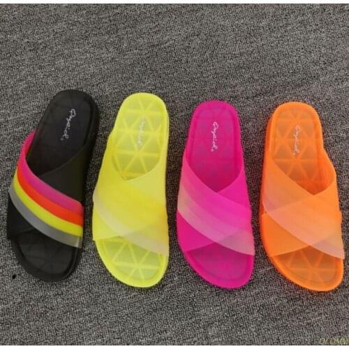 Free send 2020 new womens shoes Europe candy color sandals slippers sequins beach shoes outdoor home travel slippers
