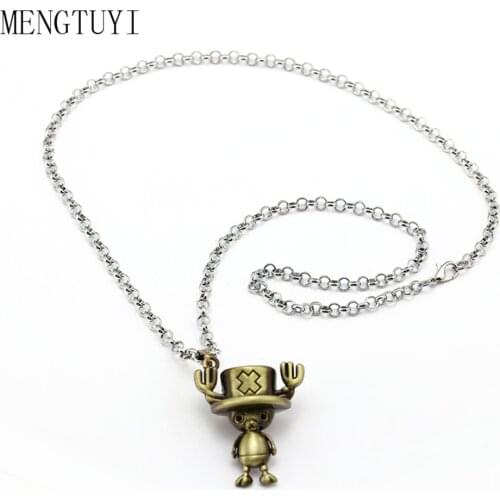 Anime One Piece Necklace Reindeer Tony Chopper Metal Pendant Metal Chain Accessory Chaveiro Choker Collar Figure Men Women Gift
