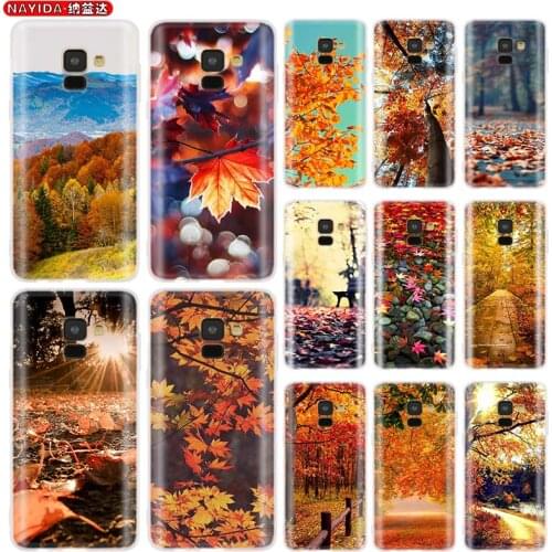 Phone Case for Samsung galaxy A30 A50 A90 5G A3 A5 A7 A8 2016 2017 A6 2018 Plus soft silicone Cases Autumn Rusty Leaves Park