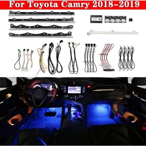 For Toyota Camry 2018-2019 Car Ambient Light 64-Color Button And App Control Decorative Atmosphere Lamp illuminated LED strip