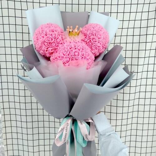 Dropshipping Rose Mickey Modelling Polystyrene Styrofoam White Foam Mickey Mold Rose Flowers for Valentines Day Gifts