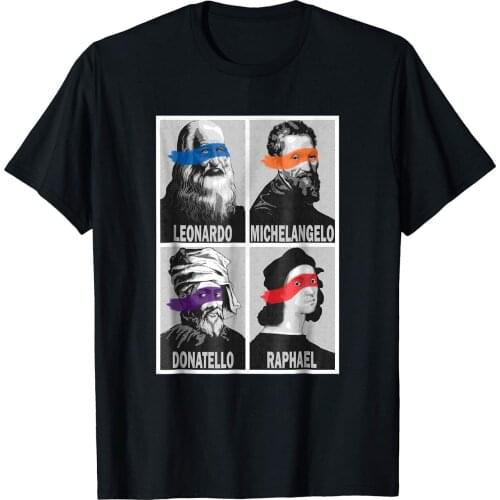 Leonardo Michelangelo Donatello Raphael Ninja Artists Cotton Black 2019 Summer Men New High Quality Custom Printed T Shirts