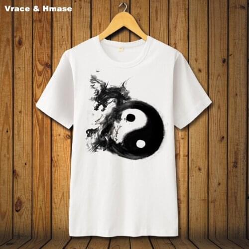 Chinese national style Tai Chi diagram printing short sleeve t-shirt Summer 2018 New fashion casual quality t shirt men S-6XL