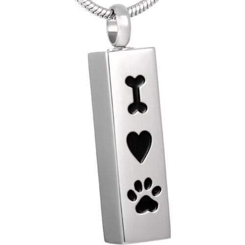IJD8001 Pet Paw Print Stainless Steel Cremation Necklace for Ashes Urn Memorial Keepsakes Pendant for Gift Jewelry