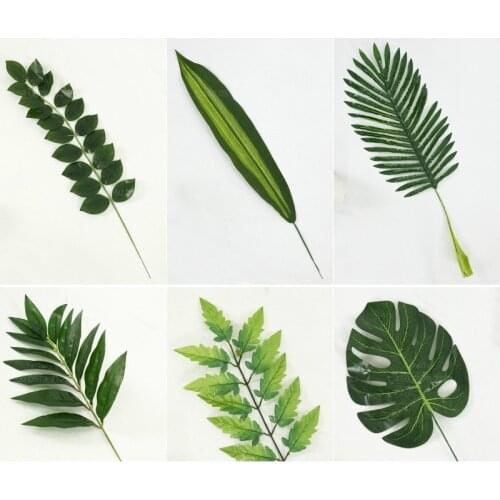 Artificial Leaf Tropical Palm Leaves Simulation Leaf for Luau Theme Party Decorations DIY Home garden decoration Photo props