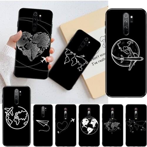 Airplane map line design Phone Case for Redmi 9A 8A 7 6 6A Note 9 8 8T Pro Max Redmi 9 K20 K30 Pro