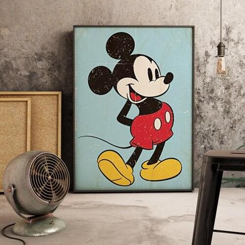 Disney Mickey Mouse Animated Character Canvas Painting Poster and Print Wall Art Picture Cuadros Home Decoration Room Decor