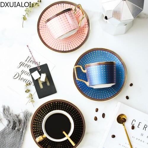 European style coffee cup and saucer British Phnom Penh ceramic tea cup household simple afternoon tea tea cup with spoon 200ML