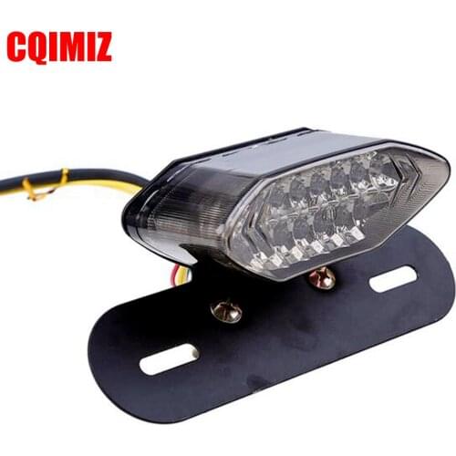 Smoked Motorcycle Taillight 12V LED Turn Signal Rear Brake Lights Motocross License Plate Light Flasher For Custom Motorbike