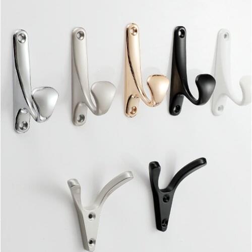 Metal Wall Clothes Hook Zinc Black Sliver Gold Hanger Holder Keychain Coat Bag Hat Door Rack For Home Bathroom Hardware