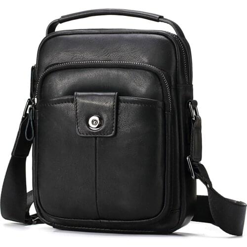 Fashionable Multifunctional Mens Shoulder Bag Mini Leather Soft Leather Business Casual Top Layer Cowhide Messenger Bag