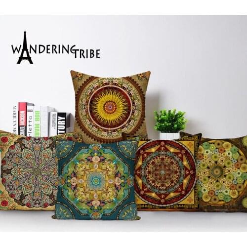 Mandala pillowcase Colorful Classic Ethnic Endless Cushion Cove Geometric Home Car Decorative soft seat linen cushion covers