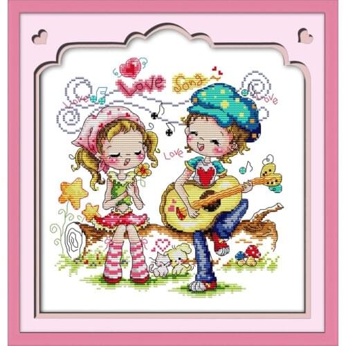 Love song cross stitch kit lovers DMC fabric aida 18ct 14ct 11ct cloth counted canvas set stitches embroidery handmade