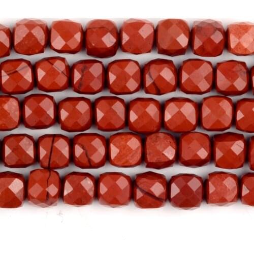 Natural Faceted Red Jaspers Stone Cube Square Shape Loose Spacer Beads For Jewelry Making DIY Bracelet Handmade 4.8-5.5mm