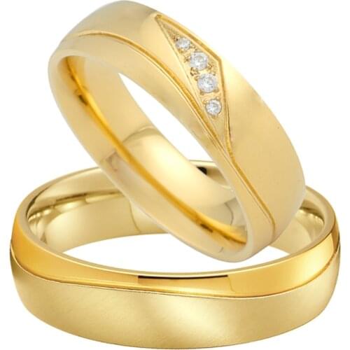 Wedding Rings For Men And Women 1 Pair Love Alliance 18k Gold Plated Engagement Couple Ring Big Hand Finger USA Size 7 to 15