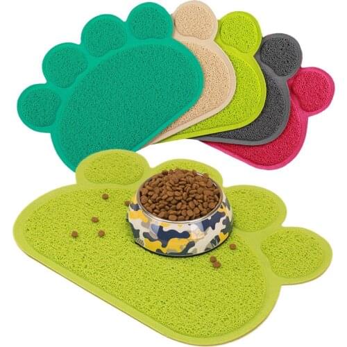 Pet Cat Dog Food Mat Feeding Placemat Paw Shaped Cat Litter Pad Easy Washing Bowl Food Drinking Water Pet Supplies