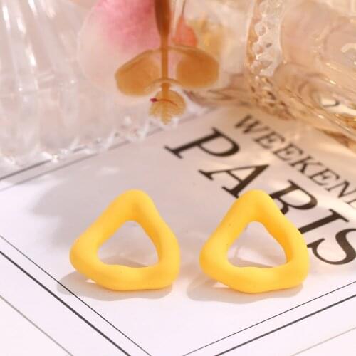 Simple creative jewelry with macaron color candy triangle earrings for female birthday gifts wholesale