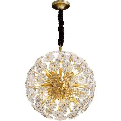 Luxury Crystal Ball Pendant Lamps Modern Creative Dandelion Copper G9 Hanging Lights For Home Restaurant Cafe Art Decoration New