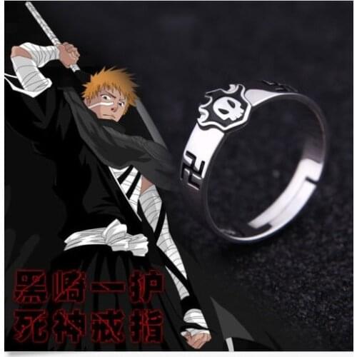 BLEACH Kurosaki ichigo Anime 925 Sterling Silver Adjustable Ring #7 Cosplay