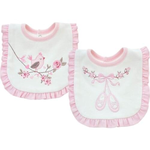 Cute Baby Bibs Cotton Lace Bibs Saliva Towels Double-layer Cotton Embroidered Reusable Double Layer Baby Bandana Clothing