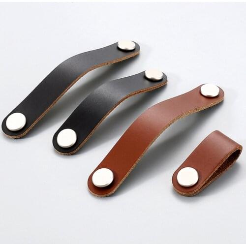 Modern Minimalist Cabinet Wardrobe Leather Handle Black Drawer Handle Furniture Childrens Room Anti-collision Door Handle