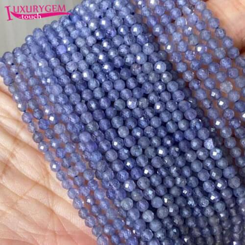 High Quality 2.5mm Natural Tanzanites Stone Faceted Round Shape Loose Spacer Small Beads DIY Gems Jewelry Accessory 38cm b154