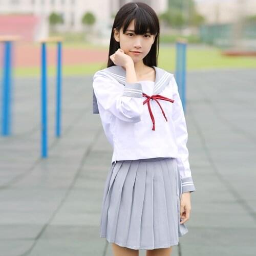 Japanese Navy sailor suit long-sleeved wind orthodox students loaded class service uniforms jk uniforms pleated skirt suit