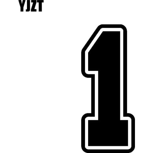 YJZT 6.8CM*16CM Fun Number 1 Vinyl Car Sticker Motorcycle Decal Graphical Black/Silver C11-0760