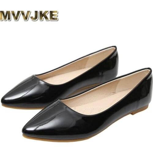 MVVJKEWomens Shoes Daily Flat Heel Slip On Shoes Lady Casual Pointed Toe Single Footwear Casual Ladies Shoes Size 33-43