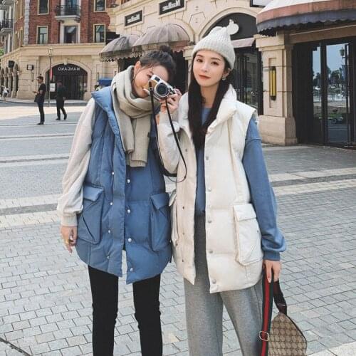 2021 New Style Waistcoat Women Autumn Winter Wear Mid-length Korean Version Loose All-match Down Cotton Vest Waistcoat Jacket