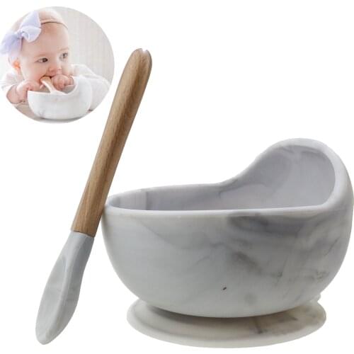 1set Silicone Baby Feeding Set Waterproof Spoon Non-Slip Feedings Silicone Bowl Tableware Baby Products Baby Plate