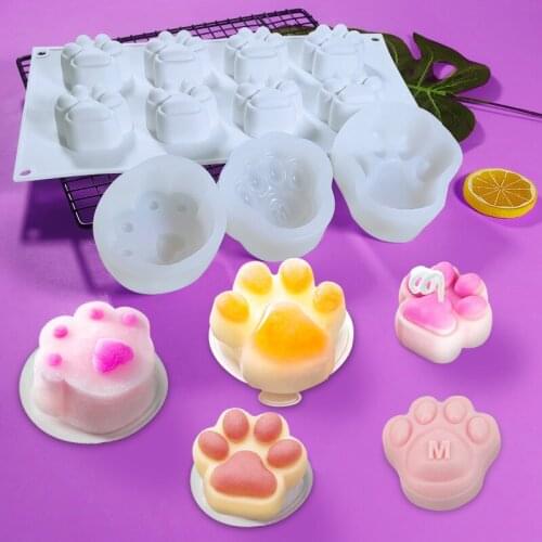 1pc Cat Footprint Feet Mould Cake Molds Bone Mold Creative Cookie Fondant 3D DIY Cat Paw Silicone Bakeware Kitchen Accessories