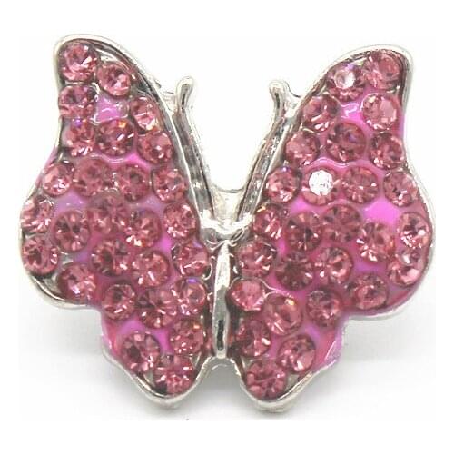 10pcs/lot 2018 New Snap Jewelry Rhinestone Butterfly Snap Button Fit 18mm/20mm Snap Bracelet&Bangles DIY Jewelry