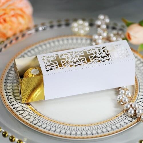 20Pcs/Lot Hollow Out Cross Laser Cut Paper Candy Boxes black white pink Gift Bag Wedding Baby Shower Party Favor