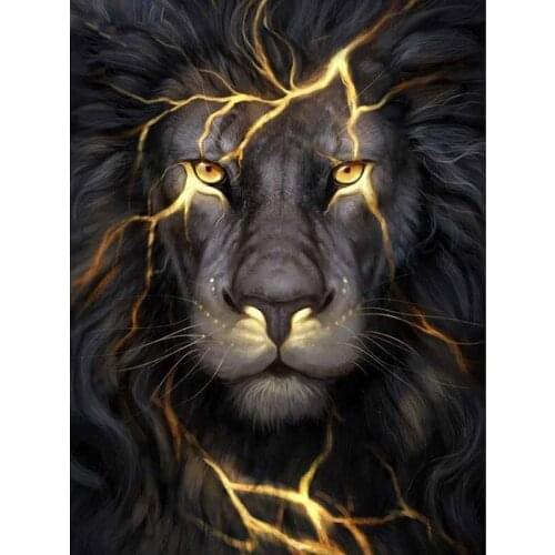 5D DIY Diamond Painting Black Lion Diamond Embroidery Painting Diamond Mosaic Full Cross Stitch Kits Home Decoration