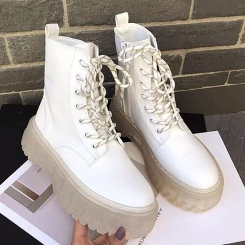 Ankle boots women lace-up platform boots women autumn platform shoes fashion women boots women shoes