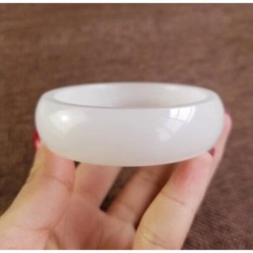 Qinghai material and Tianyu white jade wide bracelet hb3001