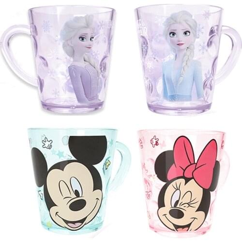 Disney Kids Cups Frozen Anna Ellsa Mickey Mouse Ariel Cartoon Princess Cup AS Crystal Cup Kids Toothglass Pixar Water Bottle