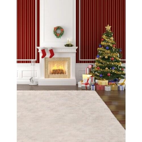 VinylBDS Photography Backdrops Christmas Stockings Christmas Fireplace Photography Backgrounds