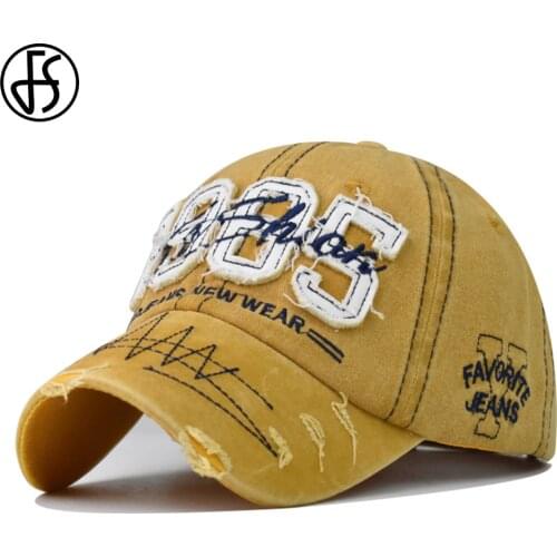 FS New Style 1985 Letter Big Embroidered Baseball Cap Yellow Gray Vintage Washed Cotton Women Men Hat Bone Hip Hop Face Caps