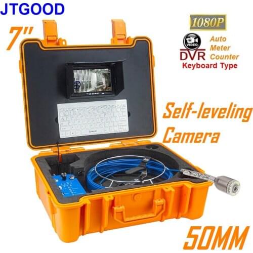JTGOOD 7" Monitor 50MM Self-Leveling Camera DVR HD1080P Keyboard Auto Meter Counter Pipe Inspection Camera Pipeline Endoscope