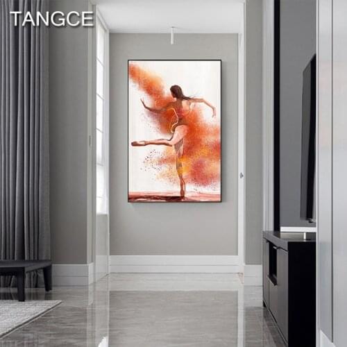 Abstract Dancing Ballet Girl Posters Nordic Blue Pink Canvas Painting Fashion Prints HD Watercolor Wall Pictures for Living Room